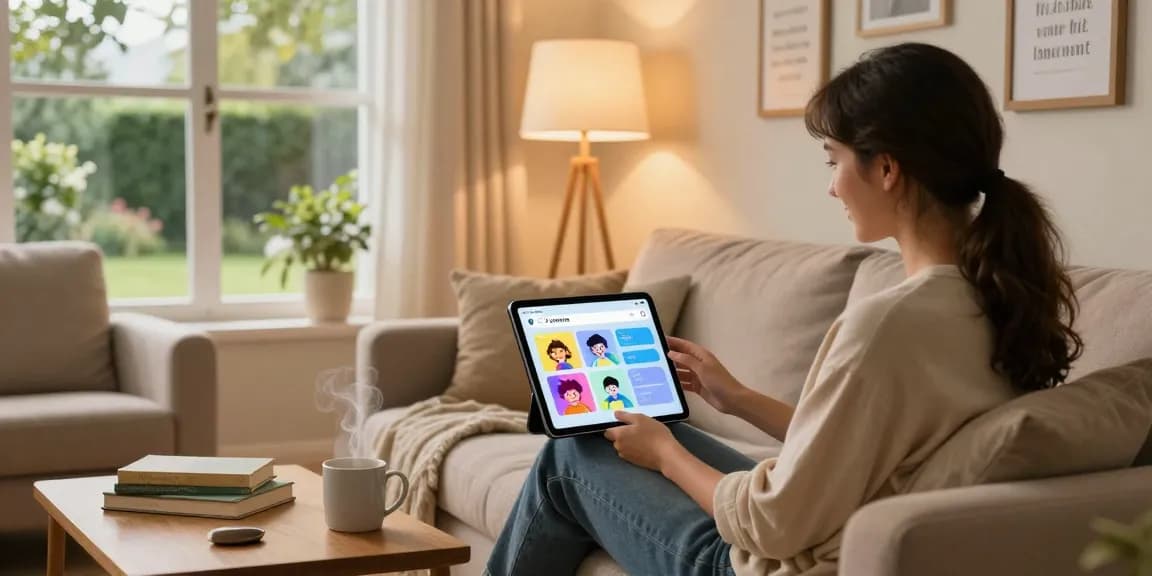 Engaging with Crushon AI characters in a cozy living room setup