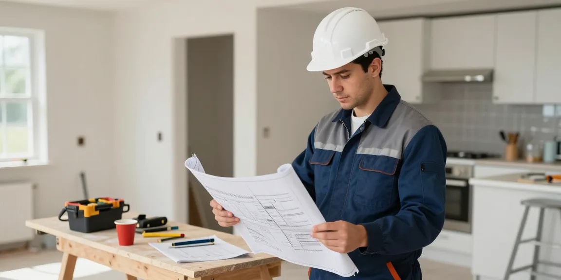 "La68 trusted provider reviewing renovation plans with a contractor."