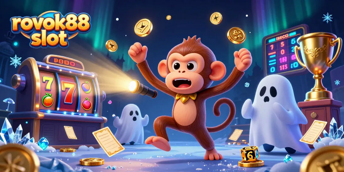 Experience thrilling gameplay with rokok88 slot as a mischievous monkey juggles treasures in a haunted casino.