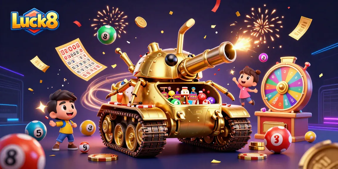 Luck8 captivates players with a thrilling casino scene featuring a golden beetle tank bursting with excitement.