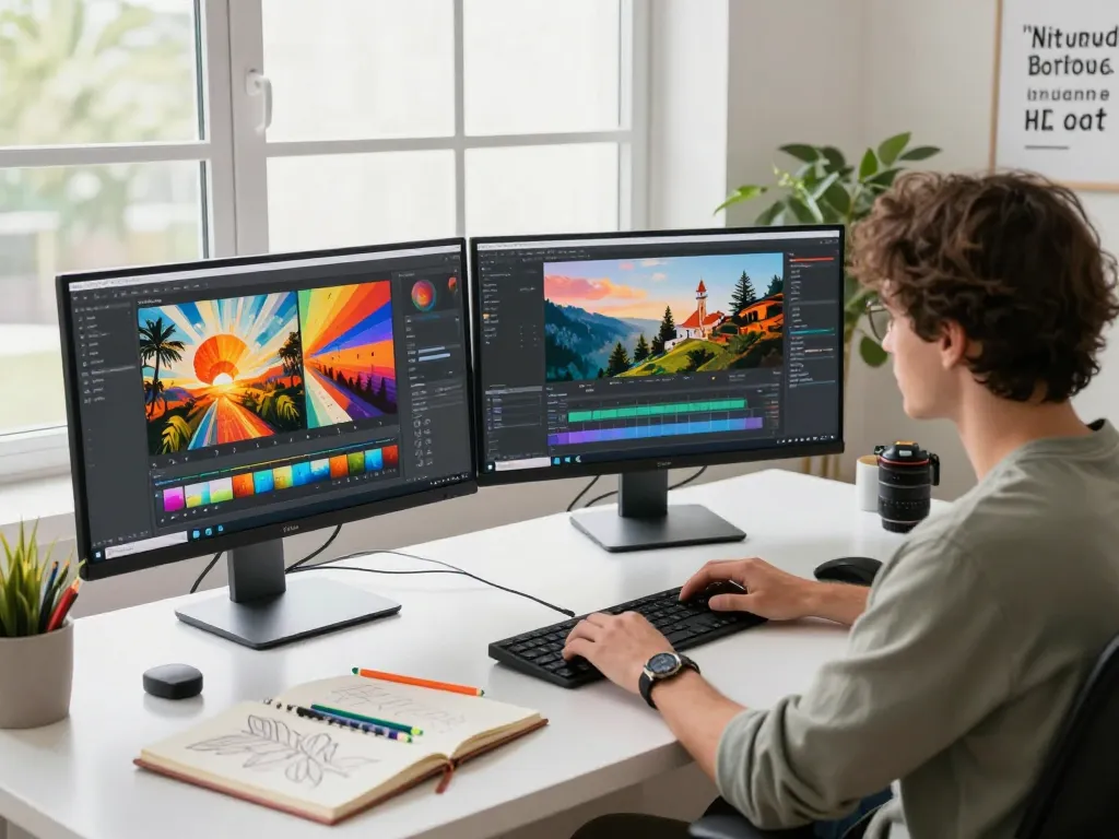 Dynamic creative workspace showcasing Nano Banana flash AI image editing in action, highlighting vibrant visuals and an inviting atmosphere.