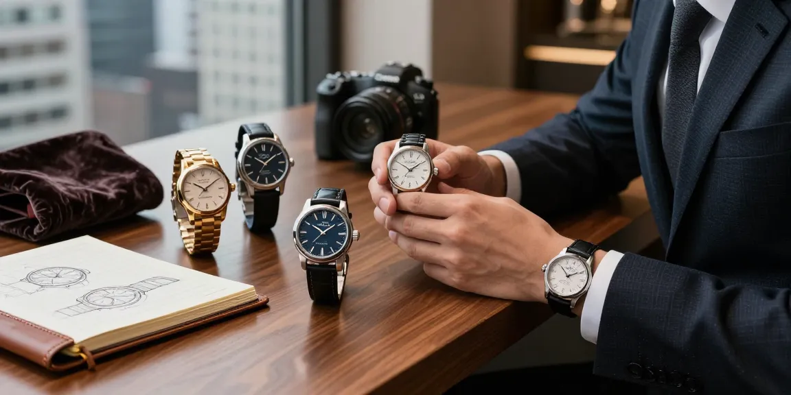 Showcasing premium clone watches, an elegant individual examines intricate details under soft lighting, embodying luxury.