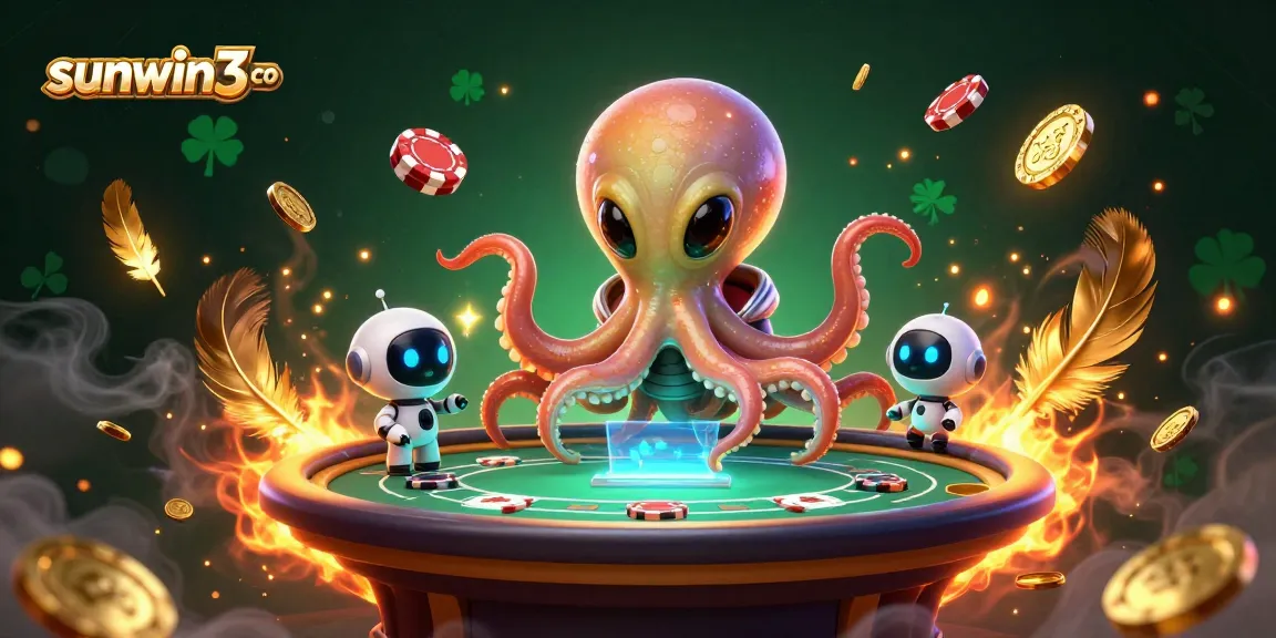 Experience thrilling actions at sunwin3 co with a cosmic octopus dealer and dynamic poker scene.