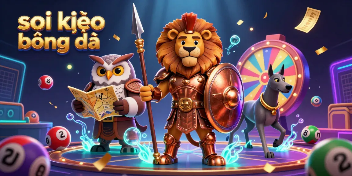 Engage in thrilling soi kèo bóng đá action with a Spartan lion and betting elements in this dynamic illustration.