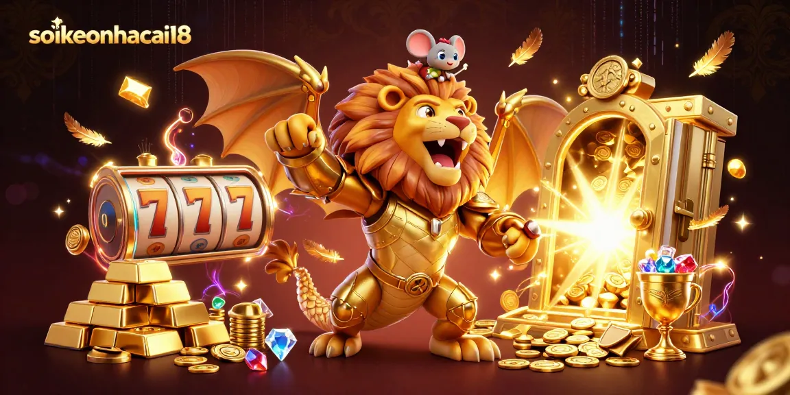 Experience thrilling gameplay with soikeonhacai18, featuring a golden chimera and slot games.