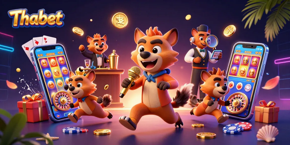 Thabet hyenas entertain in a vibrant comedy casino scene, showcasing engaging gaming elements.