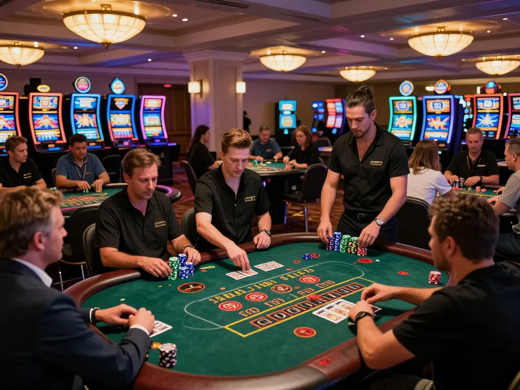 Players strategizing bets on 789win's lively casino floor with vibrant gaming action.