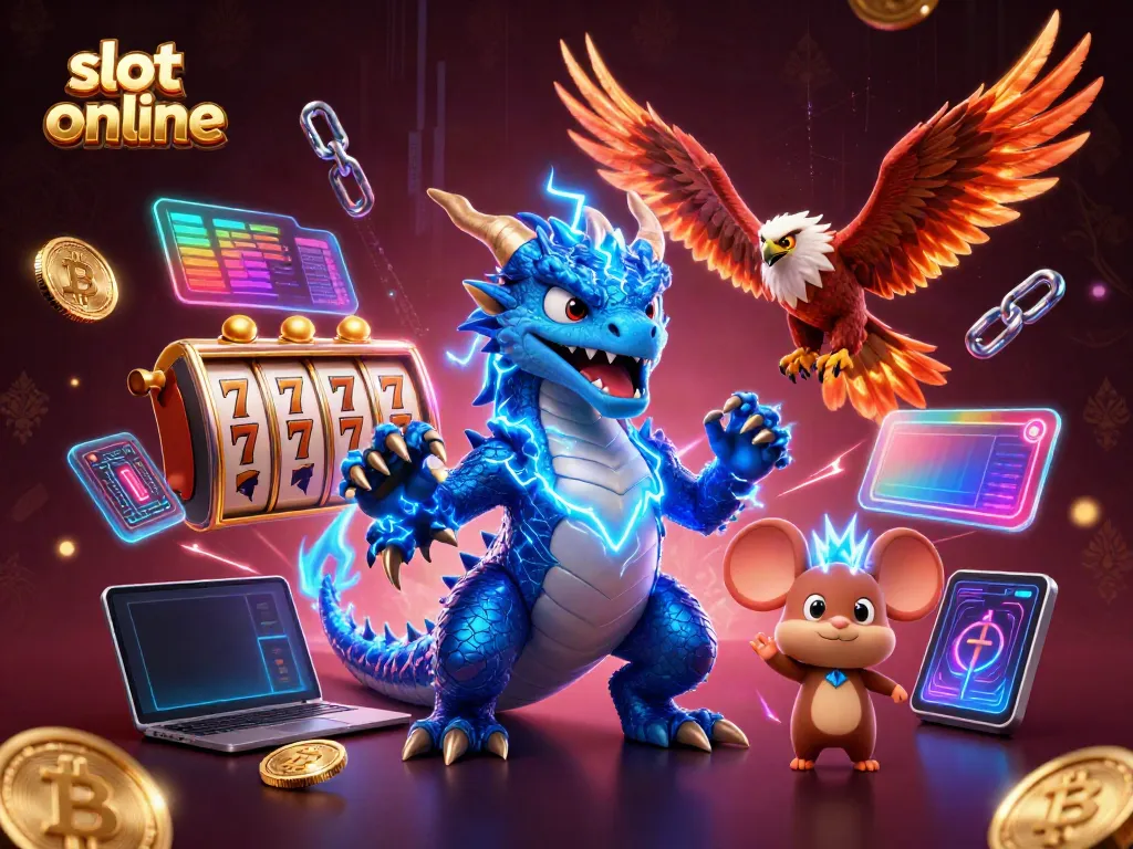 Experience exciting wins in slot online games with captivating 3D characters and vibrant casino elements.