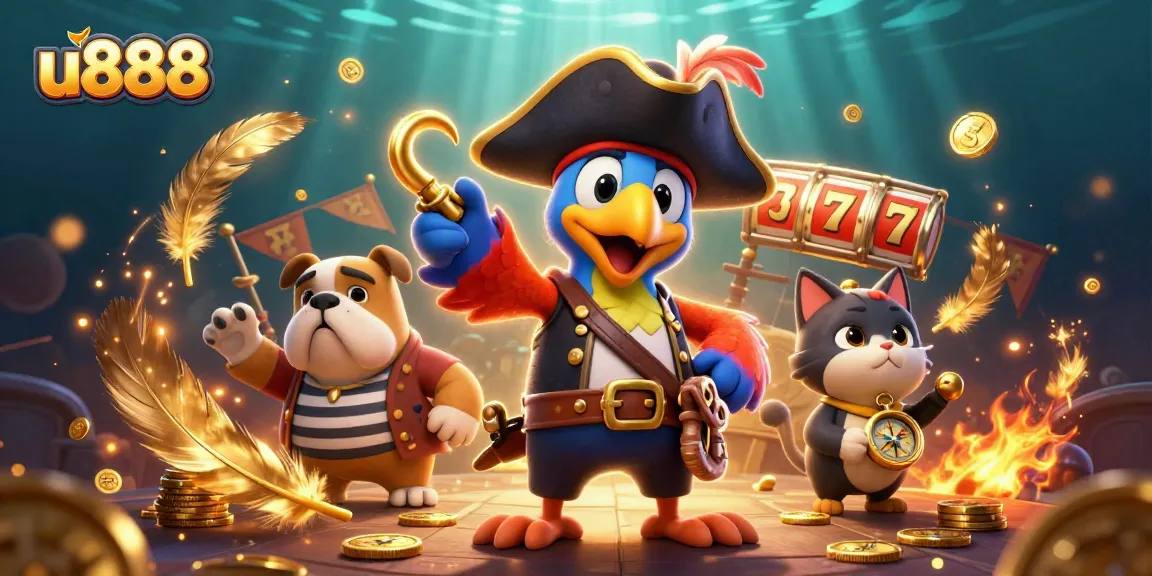 Spin the reels and win big with u888 in this action-packed casino illustration.