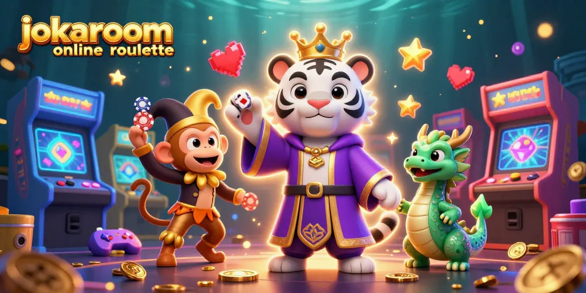 Experience the thrill of jokaroom online roulette with this vibrant 3D casino illustration featuring a playful scene.